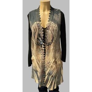 Origami Sweater Western Vest with Pockets S/M